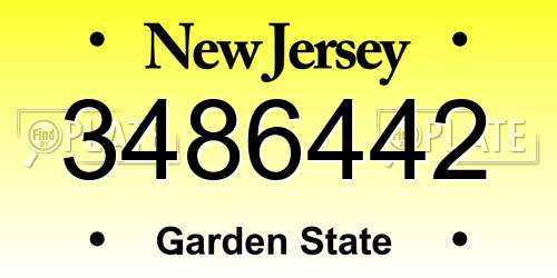 3486442 New Jersey License Plate