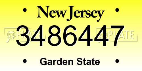 3486447 New Jersey License Plate