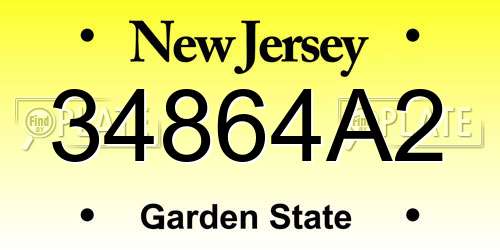 34864A2 New Jersey License Plate