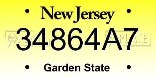 34864A7 New Jersey License Plate