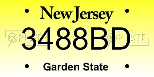 3488BD New Jersey License Plate