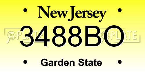 3488BO New Jersey License Plate