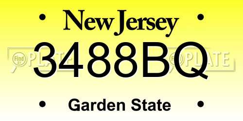 3488BQ New Jersey License Plate