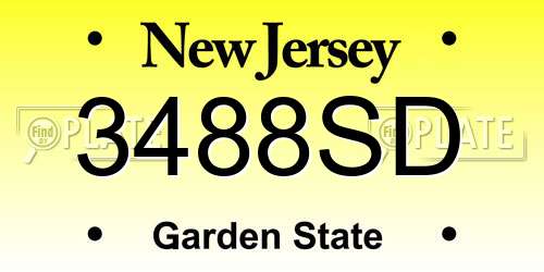 3488SD New Jersey License Plate