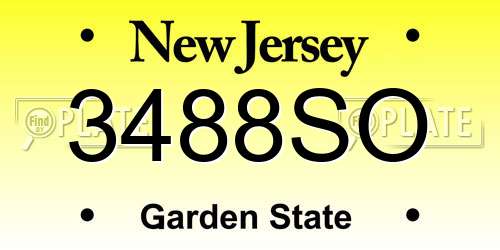 3488SO New Jersey License Plate