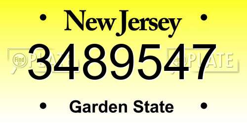 3489547 New Jersey License Plate
