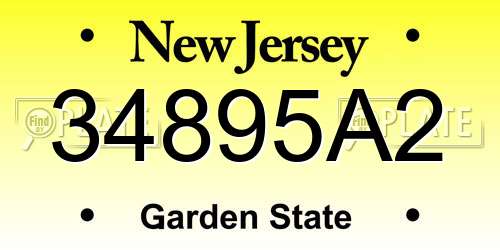 34895A2 New Jersey License Plate