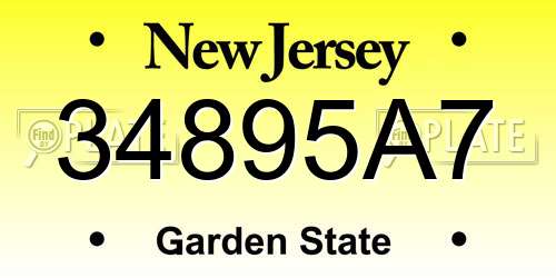34895A7 New Jersey License Plate