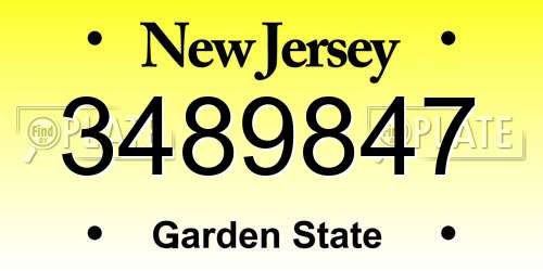3489847 New Jersey License Plate