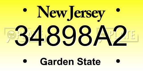 34898A2 New Jersey License Plate