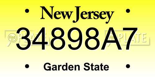 34898A7 New Jersey License Plate