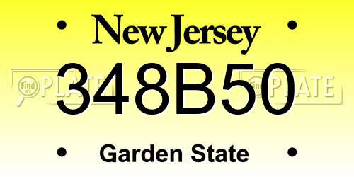348B50 New Jersey License Plate