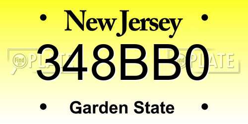 348BB0 New Jersey License Plate