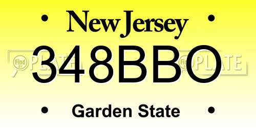 348BBO New Jersey License Plate