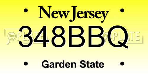 348BBQ New Jersey License Plate