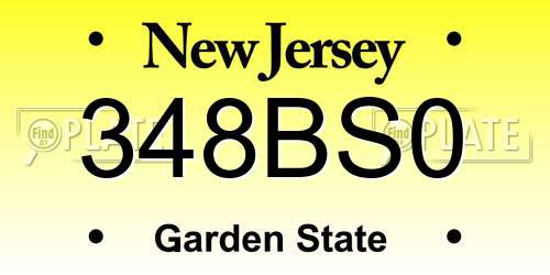 348BS0 New Jersey License Plate