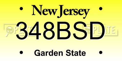 348BSD New Jersey License Plate