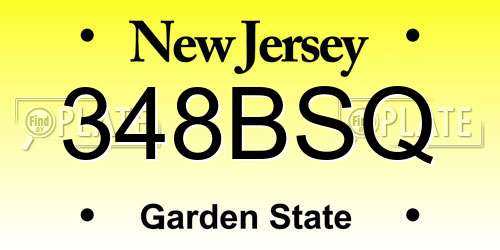 348BSQ New Jersey License Plate