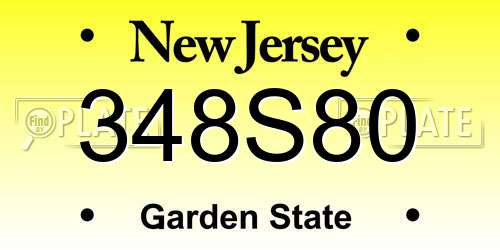 348S80 New Jersey License Plate