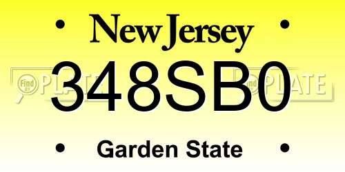 348SB0 New Jersey License Plate