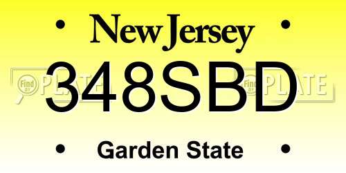 348SBD New Jersey License Plate
