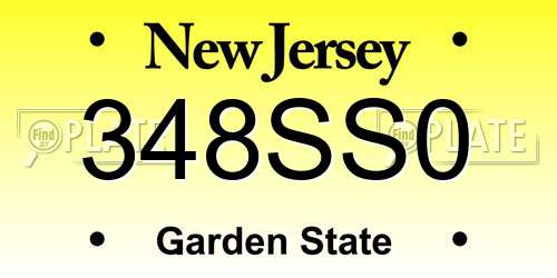 348SS0 New Jersey License Plate