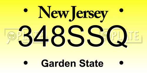 348SSQ New Jersey License Plate
