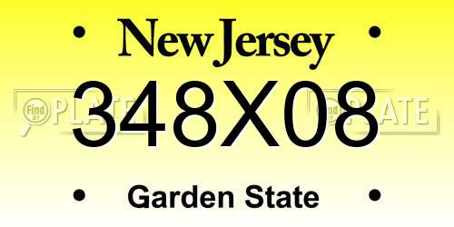 348X08 New Jersey License Plate