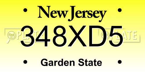 348XD5 New Jersey License Plate