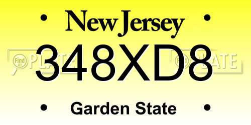 348XD8 New Jersey License Plate