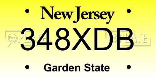 348XDB New Jersey License Plate