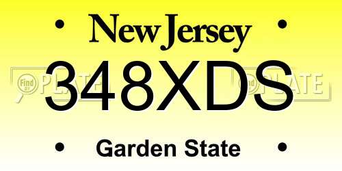 348XDS New Jersey License Plate