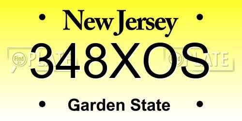 348XOS New Jersey License Plate