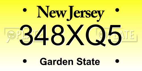 348XQ5 New Jersey License Plate