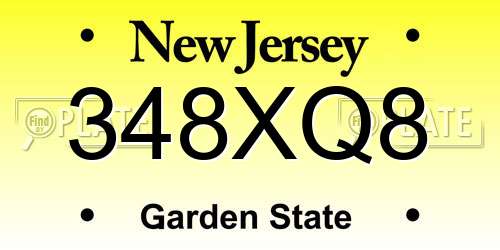 348XQ8 New Jersey License Plate