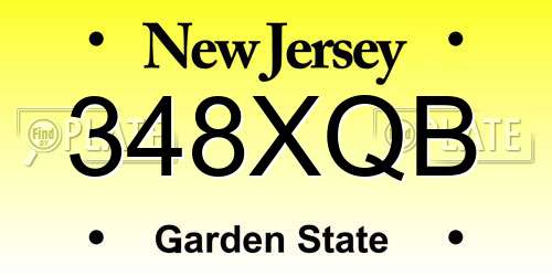 348XQB New Jersey License Plate