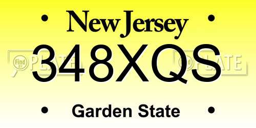 348XQS New Jersey License Plate