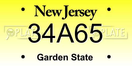 34A65 New Jersey License Plate