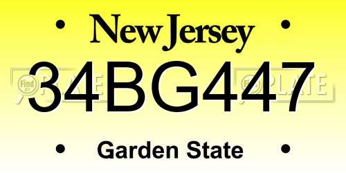 34BG447 New Jersey License Plate