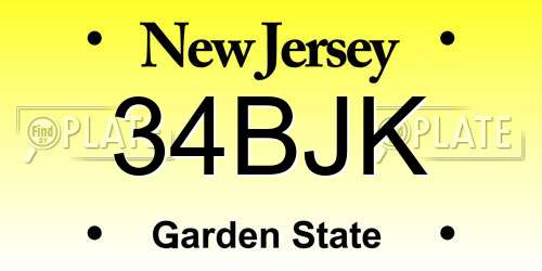 34BJK New Jersey License Plate