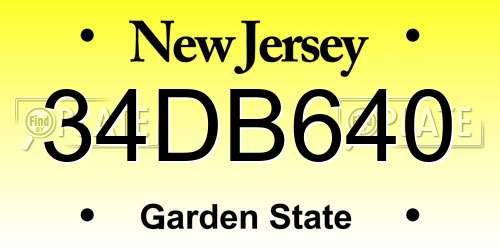 34DB640 New Jersey License Plate