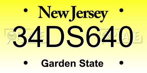 34DS640 New Jersey License Plate