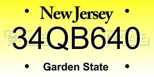 34QB640 New Jersey License Plate