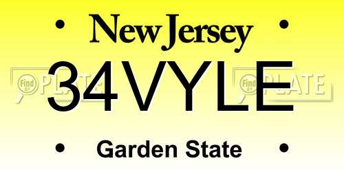 34VYLE New Jersey License Plate