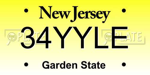 34YYLE New Jersey License Plate