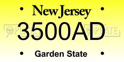 3500AD New Jersey License Plate