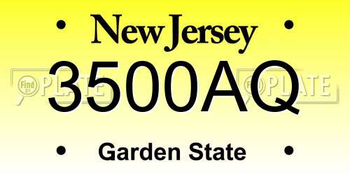 3500AQ New Jersey License Plate
