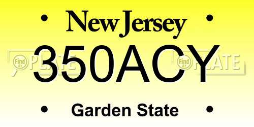 350ACY New Jersey License Plate