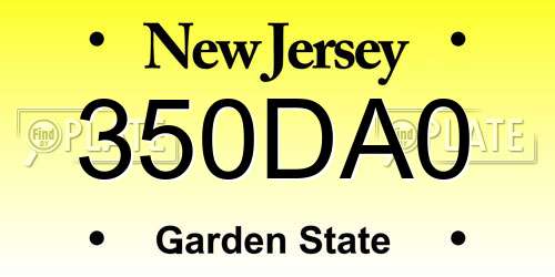350DA0 New Jersey License Plate
