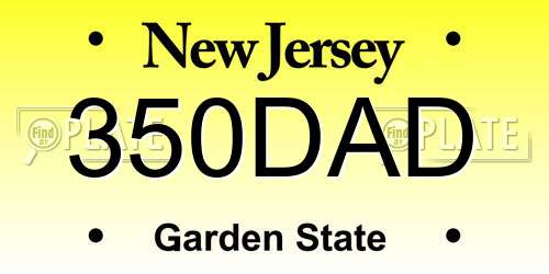 350DAD New Jersey License Plate
